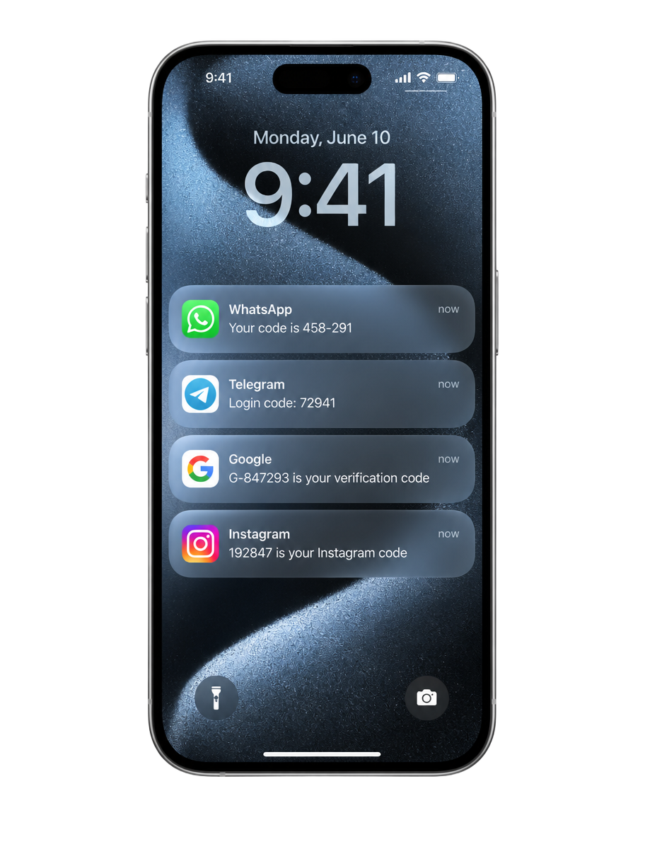Réception d'un code WhatsApp sur iPhone